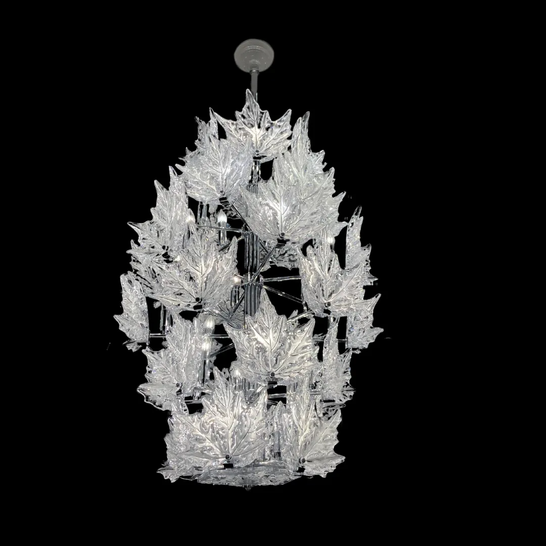 Modern Creative Clear Crystal Maple Leaf Chandelier for Living Room/Bedroom