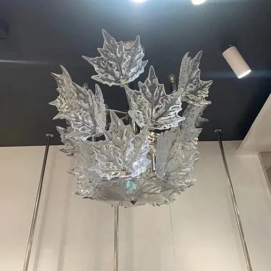 Modern Creative Clear Crystal Maple Leaf Chandelier for Living Room/Bedroom