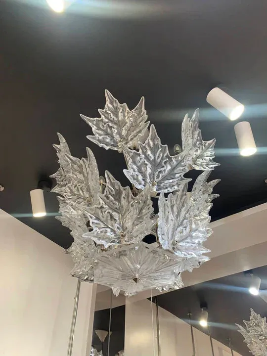 Modern Creative Clear Crystal Maple Leaf Chandelier for Living Room/Bedroom