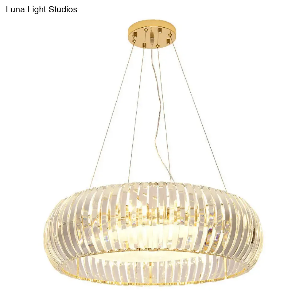 Modern Crystal Donut Chandelier Pendant Light - Gold, 6/8 Bulbs, Warm/White Light, 21.5"/25.5" Wide