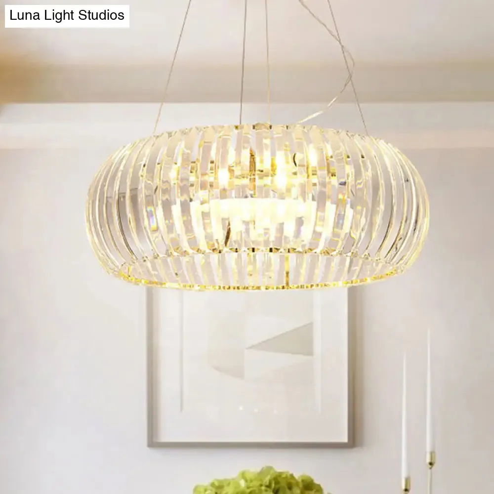 Modern Crystal Donut Chandelier Pendant Light - Gold, 6/8 Bulbs, Warm/White Light, 21.5"/25.5" Wide