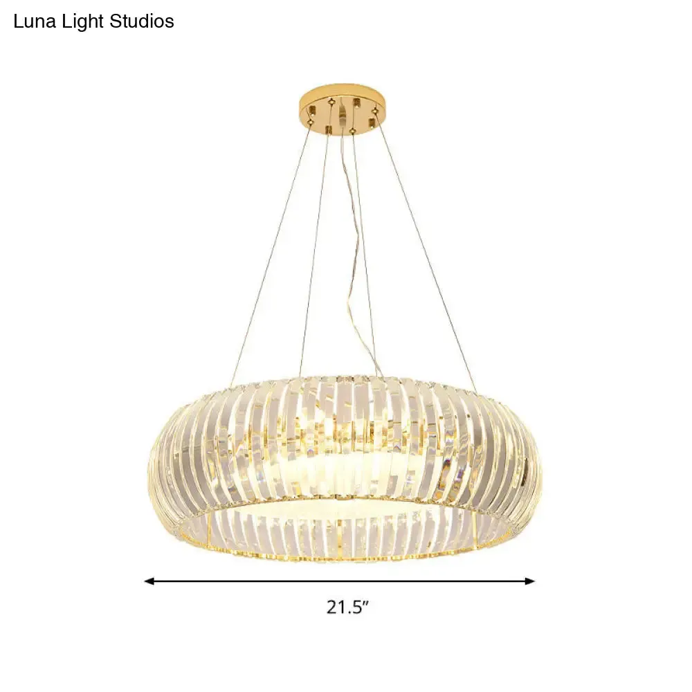 Modern Crystal Donut Chandelier Pendant Light - Gold, 6/8 Bulbs, Warm/White Light, 21.5"/25.5" Wide