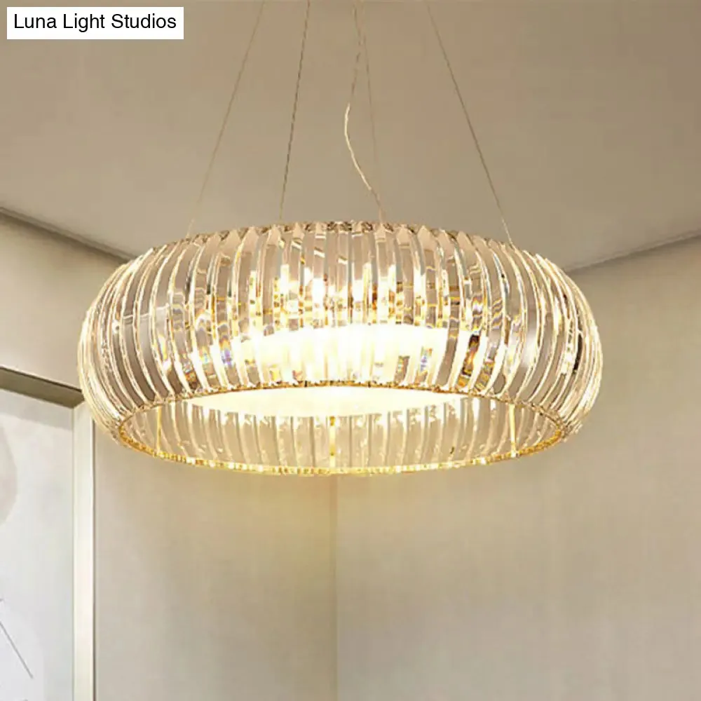 Modern Crystal Donut Chandelier Pendant Light - Gold, 6/8 Bulbs, Warm/White Light, 21.5"/25.5" Wide