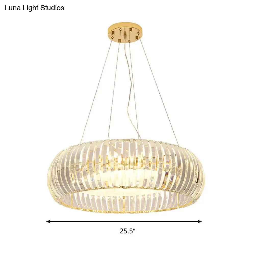 Modern Crystal Donut Chandelier Pendant Light - Gold, 6/8 Bulbs, Warm/White Light, 21.5"/25.5" Wide