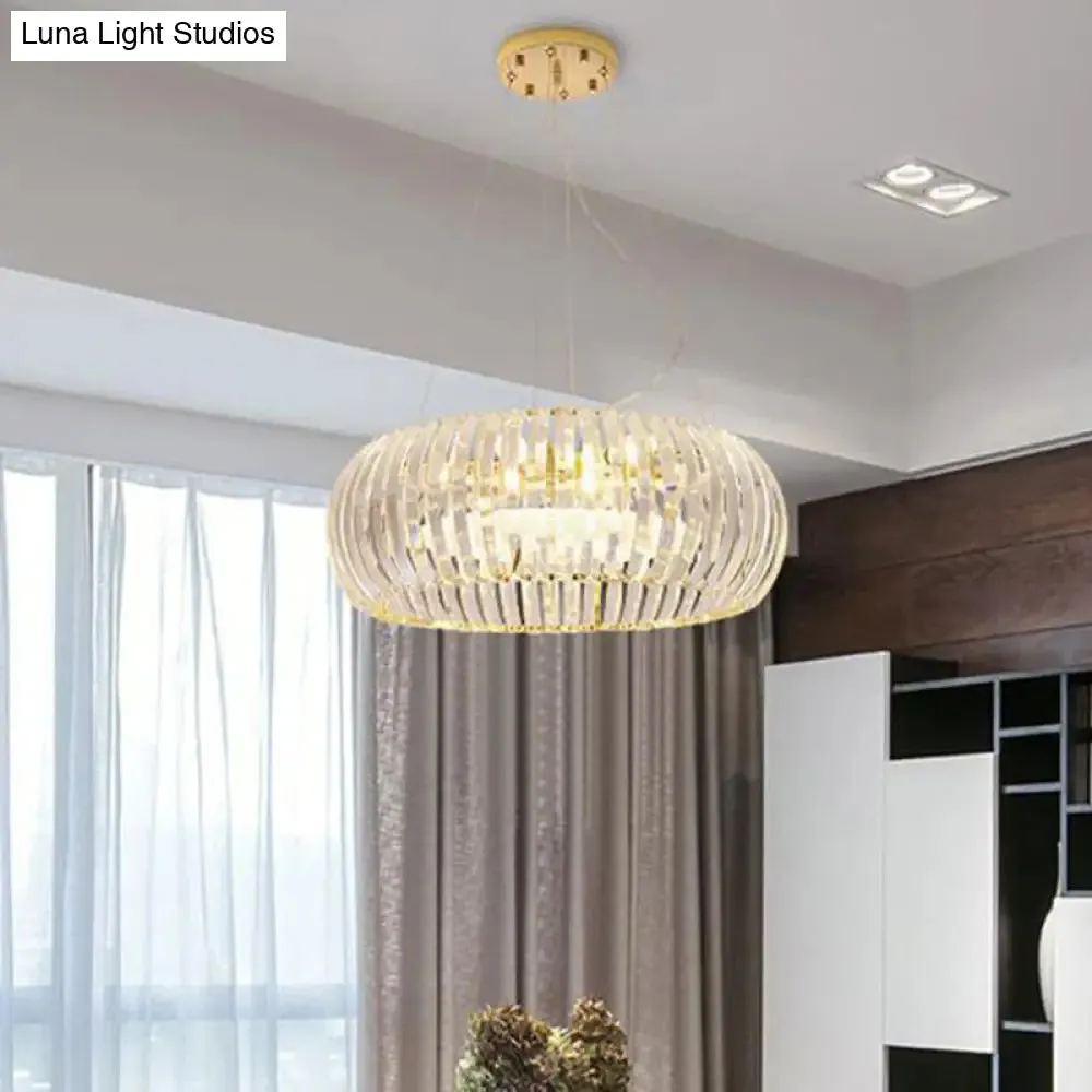 Modern Crystal Donut Chandelier Pendant Light - Gold, 6/8 Bulbs, Warm/White Light, 21.5"/25.5" Wide