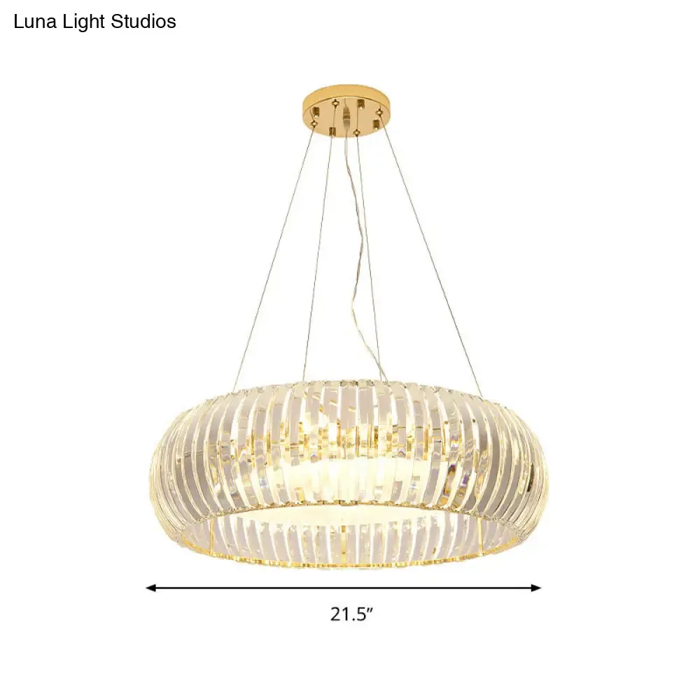 Modern Crystal Donut Chandelier Pendant Light - Gold, 6/8 Bulbs, Warm/White Light, 21.5"/25.5" Wide