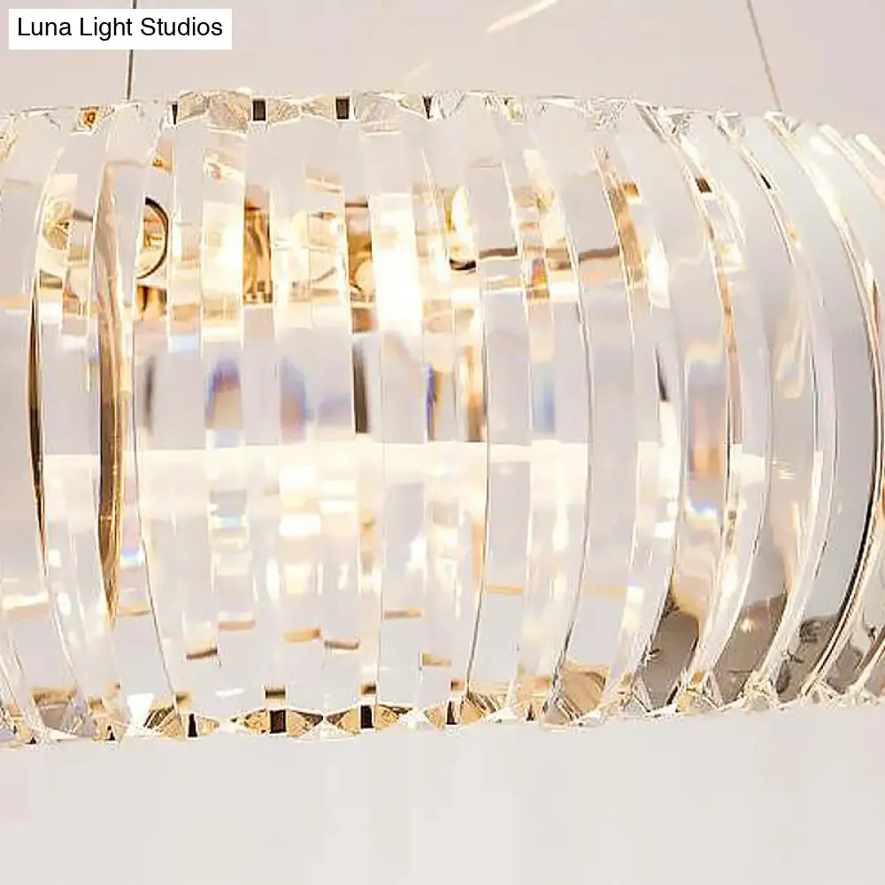 Modern Crystal Donut Chandelier Pendant Light - Gold, 6/8 Bulbs, Warm/White Light, 21.5"/25.5" Wide