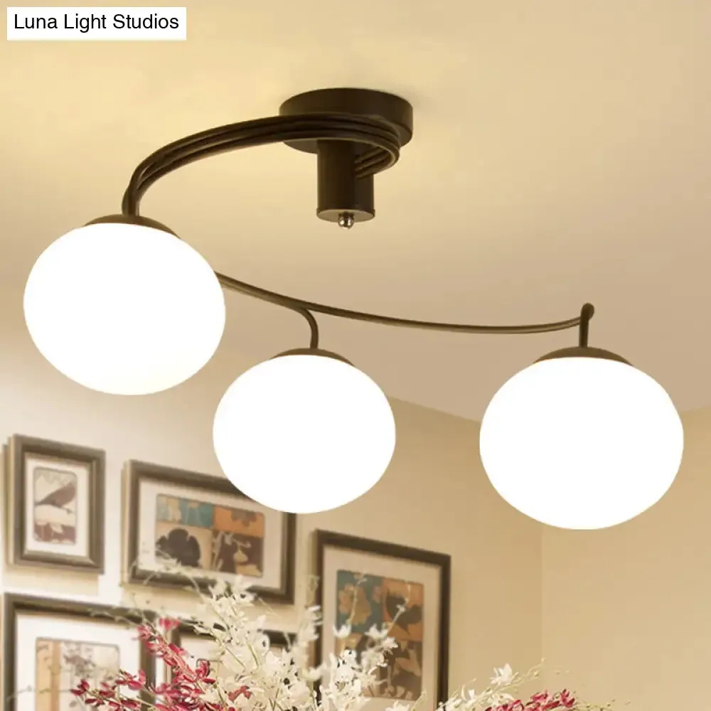 Modern Opal Glass Ceiling Mount Light Fixture for Bedroom - Ball Semi Flush Light Fixture