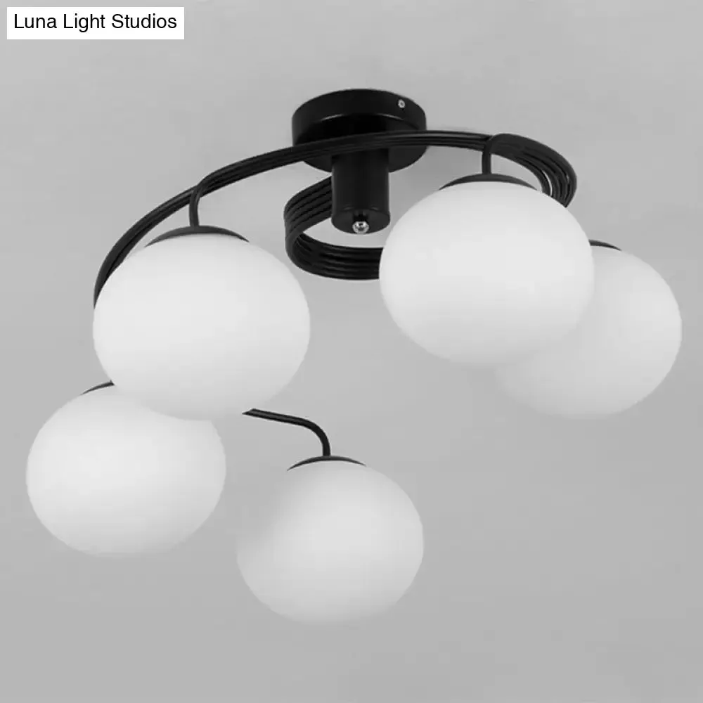 Modern Opal Glass Ceiling Mount Light Fixture for Bedroom - Ball Semi Flush Light Fixture