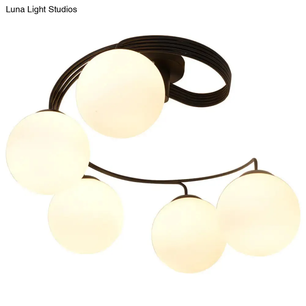 Modern Opal Glass Ceiling Mount Light Fixture for Bedroom - Ball Semi Flush Light Fixture