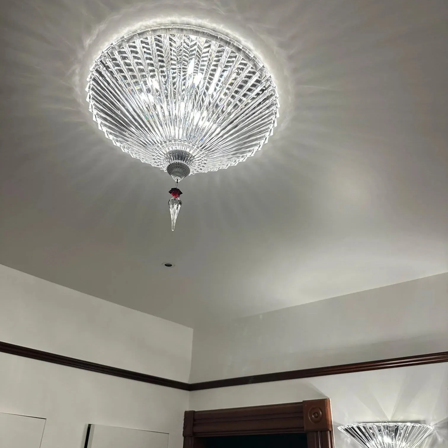 Modern Oriental Classical Flush Mounted Crystal Chandelier