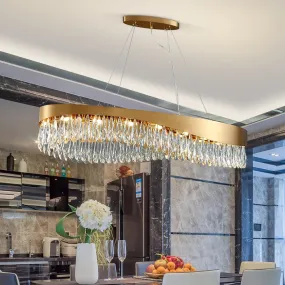 Modern Oval LED Crystal Chandelier Lighting For Dining Room Luxury Gold Indoor Lustre Kitchen Home