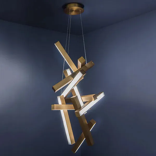 Modern Vertical Geometric Aluminum Pendant for Staircase/Foyer/High-ceiling