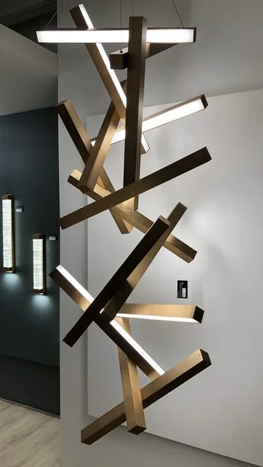 Modern Vertical Geometric Aluminum Pendant for Staircase/Foyer/High-ceiling