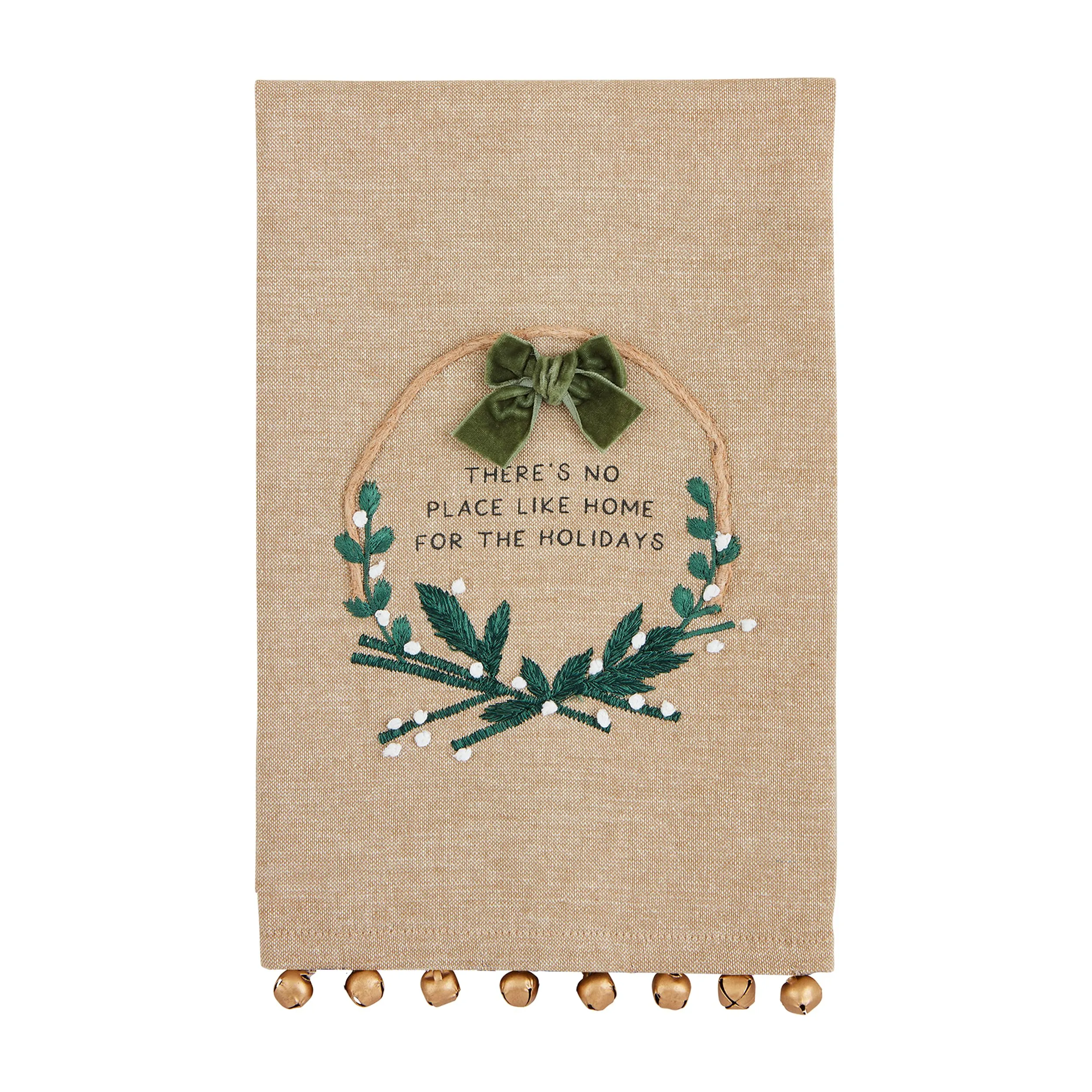 Mud Pie The Wreath Jingle Bell White Christmas Towel