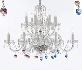 Murano Venetian Style All Empress Crystal (Tm) Chandelier With Blue And Pink Crystal - A46-B85/B21/385/6 6