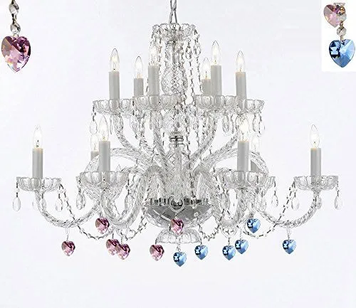 Murano Venetian Style All Empress Crystal (Tm) Chandelier With Blue And Pink Crystal - A46-B85/B21/385/6 6