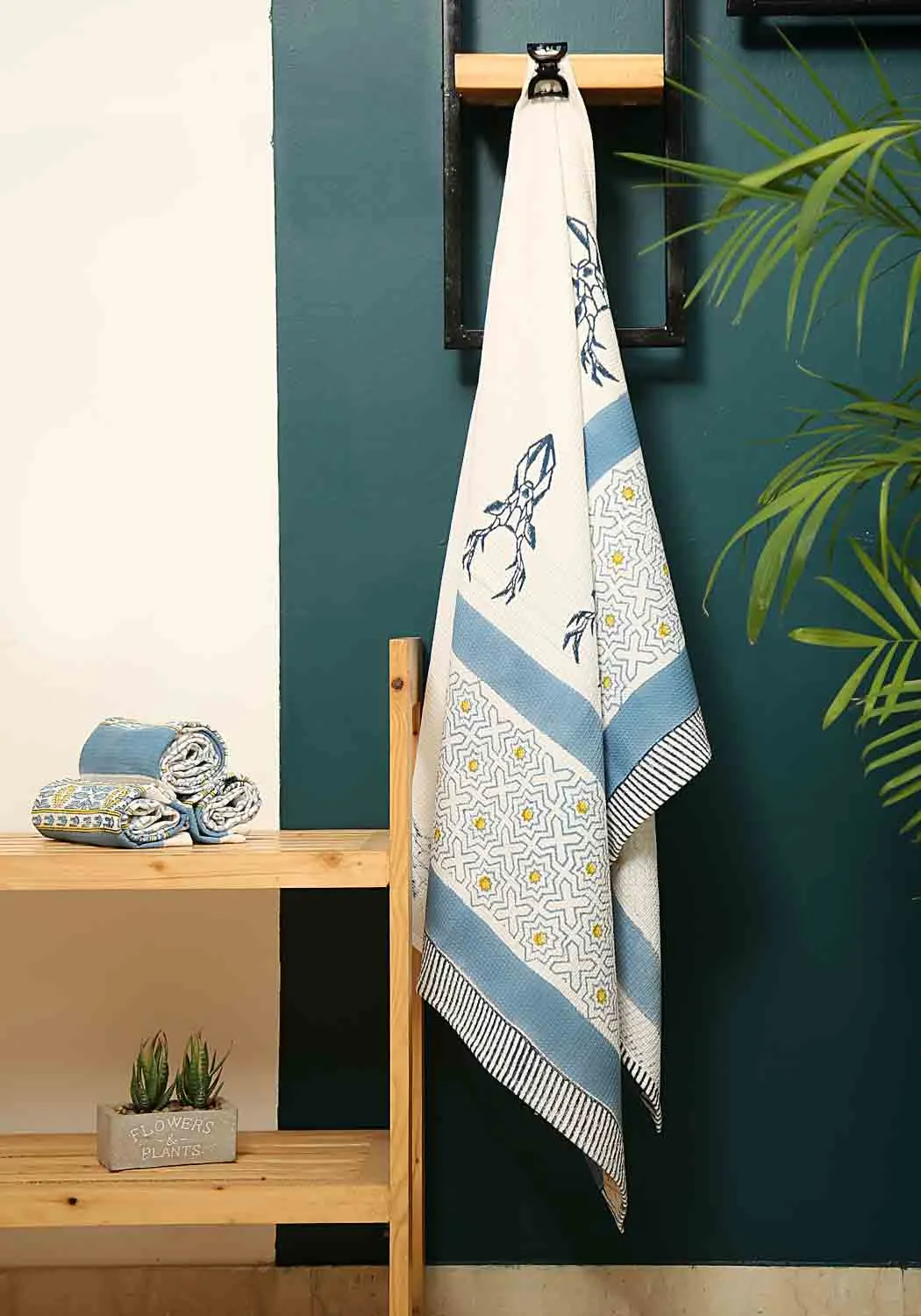 Muscari Hand Block Print Bath Towel