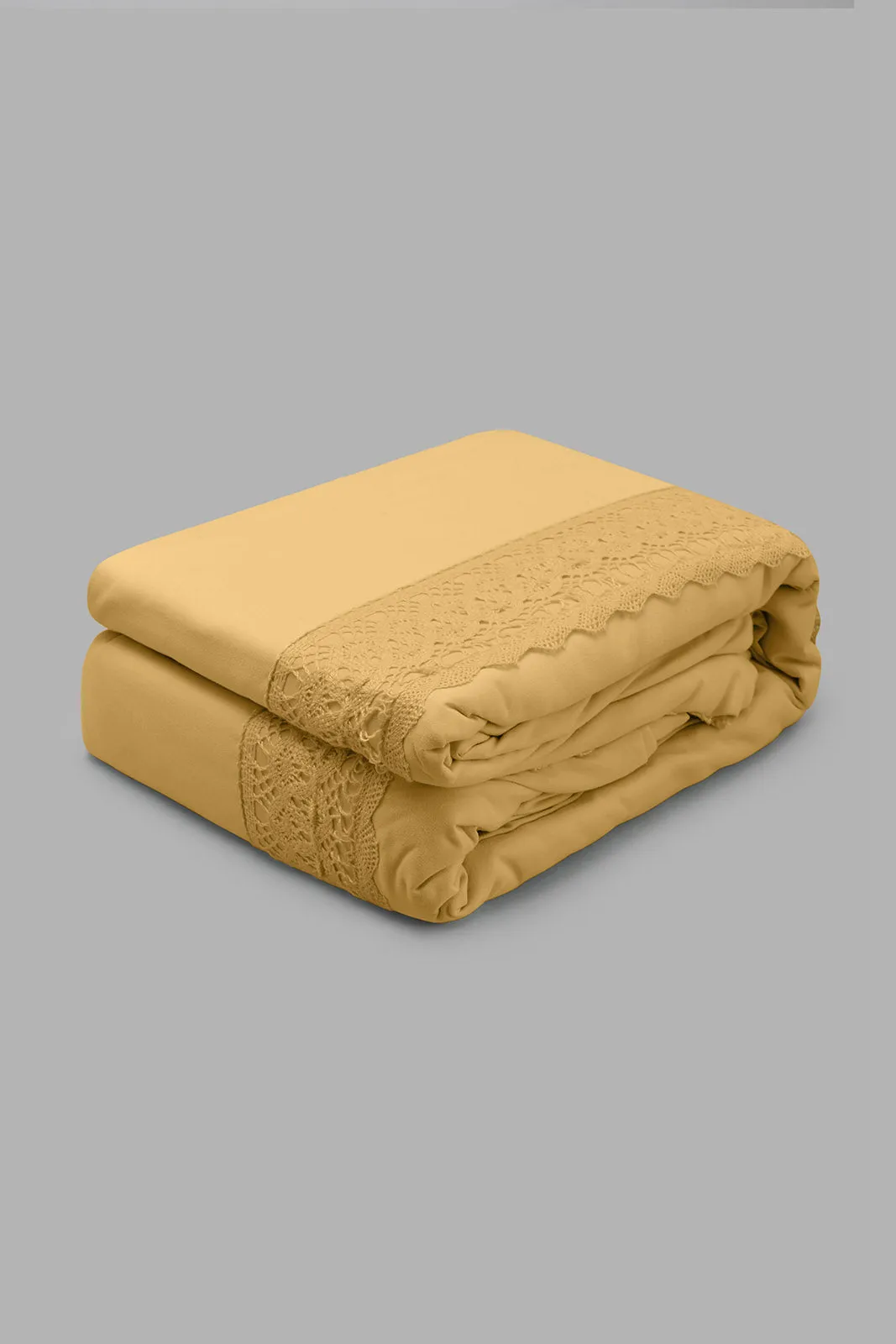 Mustard Lace Duvet Cover Set Double Size (3 Piece)