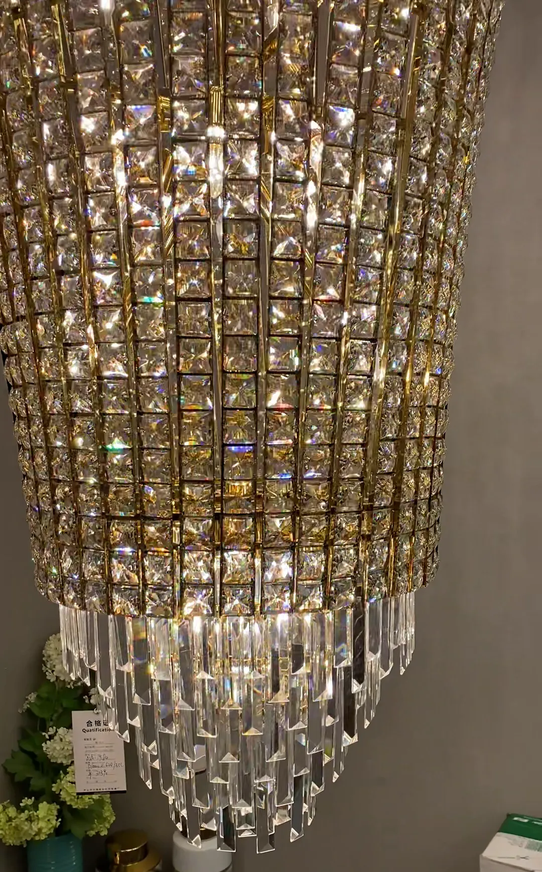 New Luxury Creative Multi-tiered Crystal Chandelier in Champagne Gold Finish for Living/Dining Room/Staircase/Foyer