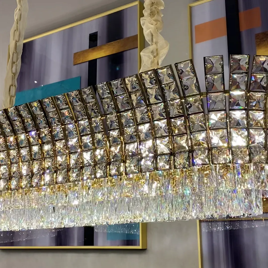 New Luxury Creative Multi-tiered Crystal Chandelier in Champagne Gold Finish for Living/Dining Room/Staircase/Foyer