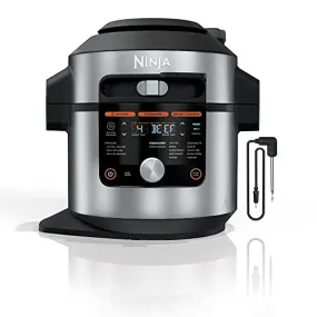 Ninja OL701 Foodi 14-in-1 SMART XL 8 Qt. Pressure Cooker Steam Fryer with SmartLid & Thermometer   Auto-Steam Release, that Air Fries, Proofs & More, 3-Layer Capacity, 5 Qt. Crisp Basket, Silver/Black