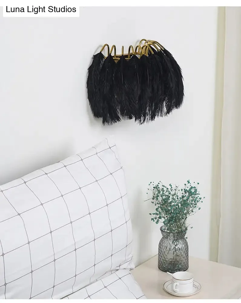 Nordic Feather Wall Sconce for Bedroom Ambient Lighting