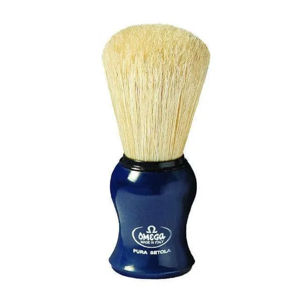 Omega 10065BL Boar Bristle Blue Handle Shaving Brush