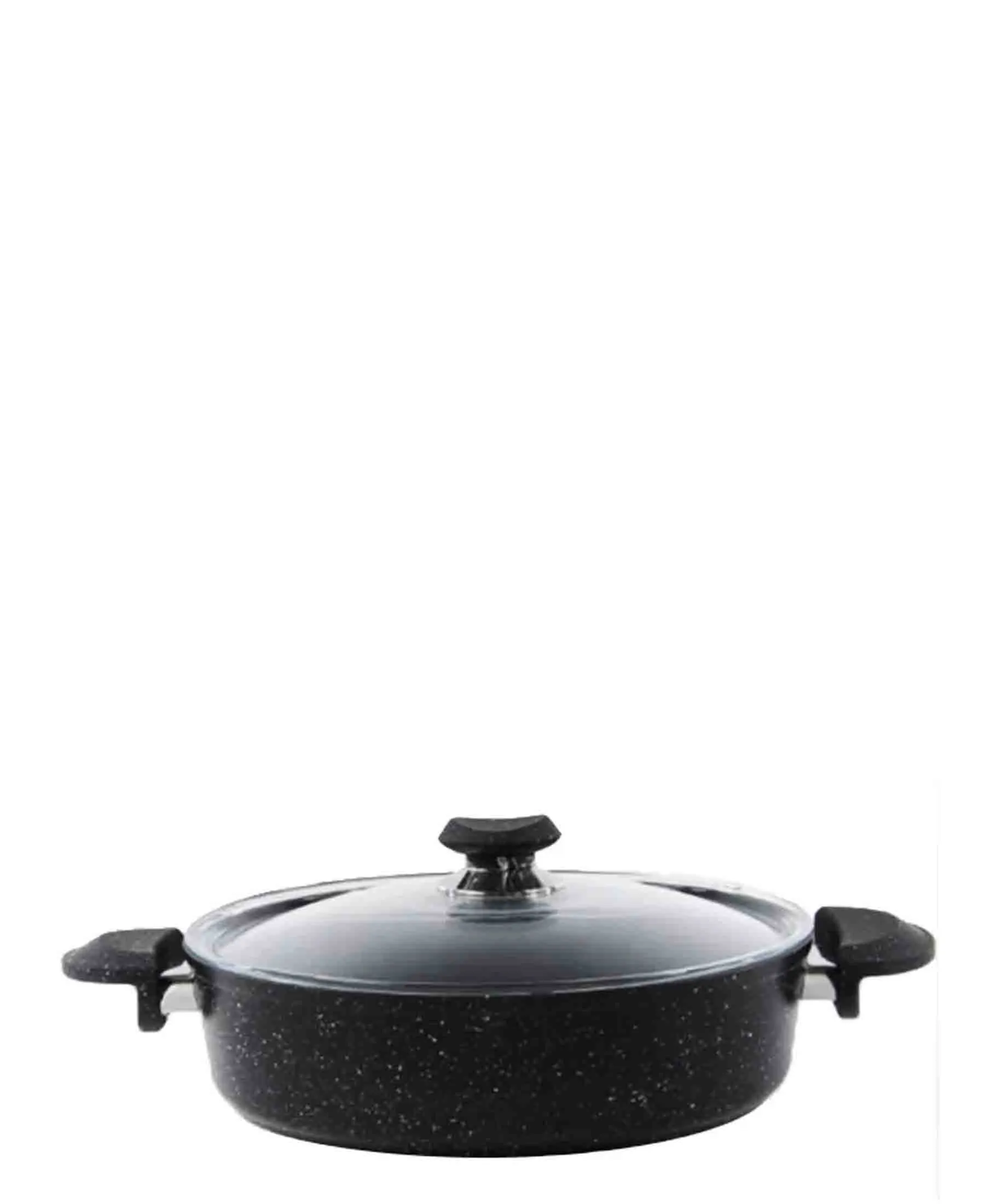 OMS 28cm Shallow Granite Pot - Black