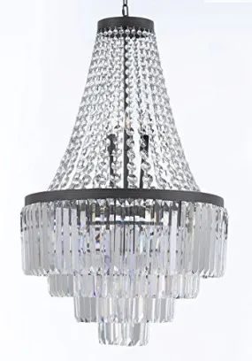 Palladium Crystal Glass Fringe 4-Tier Chandelier Lighting H35" W24" - G7-2183/11