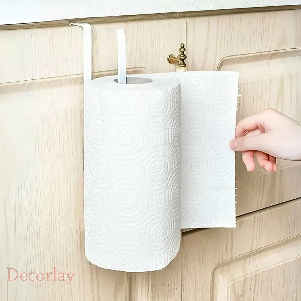 Paper Tissue Towel Kitchen Roll Organizer Holder Hanger (White) 10x5 inches