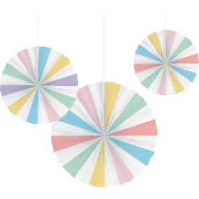 Pastel Celebrations Paper Fan Decoartions 25cm, 30cm & 40cm 3pk