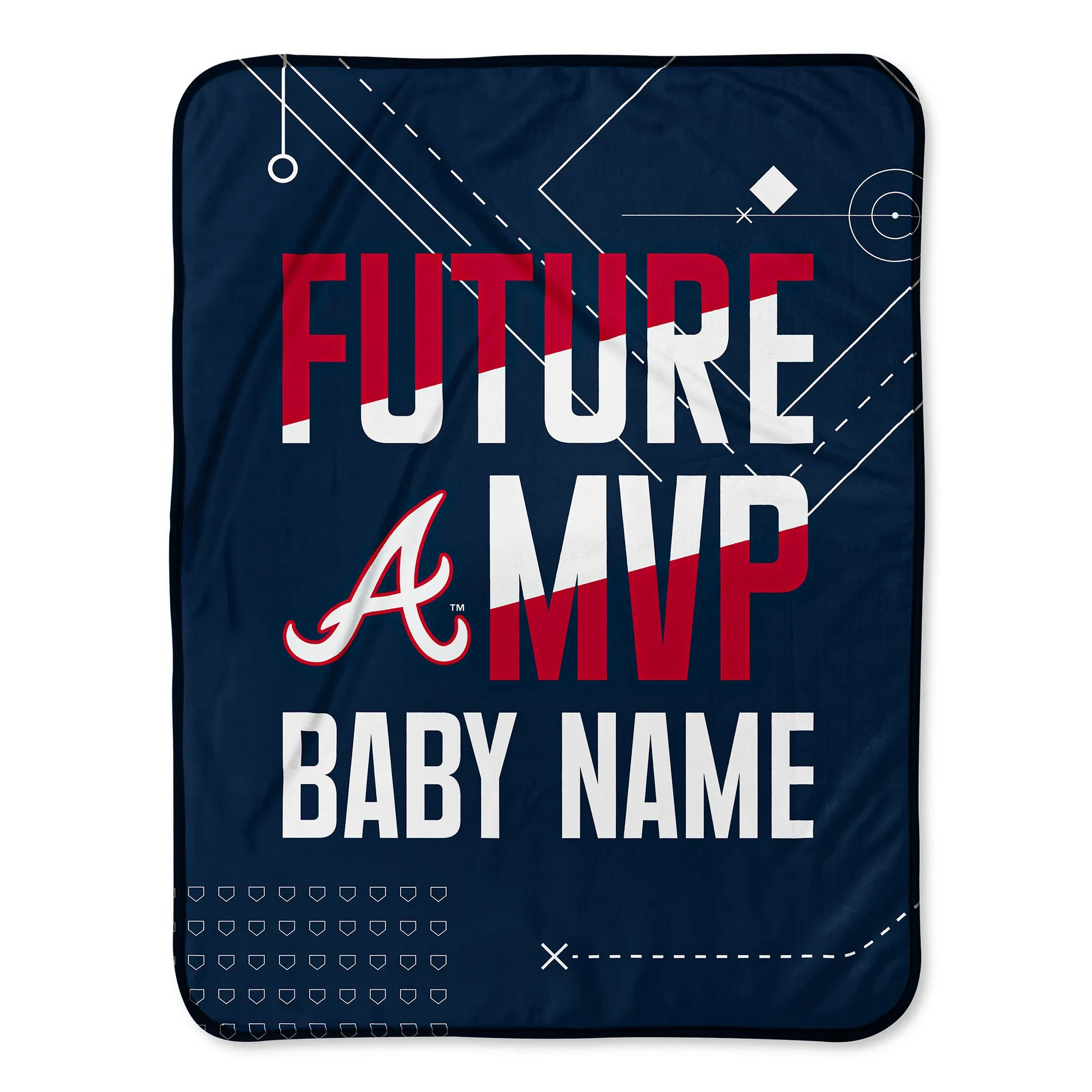 Personalized Atlanta Braves MVP Baby Pixel Fleece Blanket