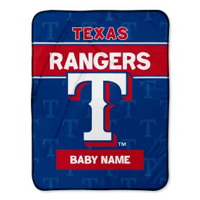 Personalized Texas Rangers Emblem Baby Pixel Fleece Blanket