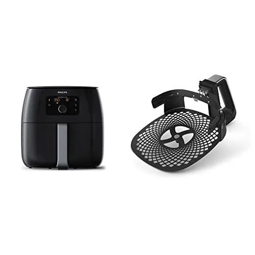 Philips Premium Airfryer XXL, Fat Removal Technology, 3lb/7qt, Rapid Air Technology, Digital Display, Keep Warm Mode, 5 Cooking Presets, NutriU App, Family Sized, Black (HD9650/96)