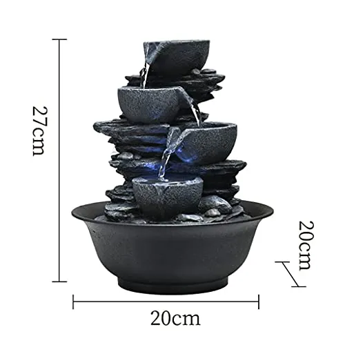 Pinakine® Tabletop Water Fountain Feng Shui Waterfall Landscape Home Table Ornaments E