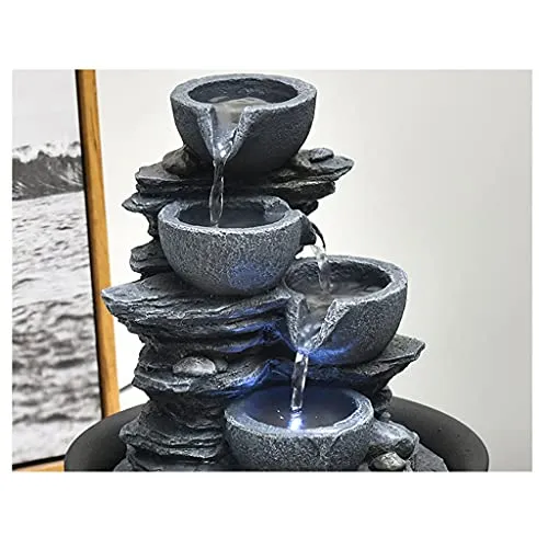 Pinakine® Tabletop Water Fountain Feng Shui Waterfall Landscape Home Table Ornaments E