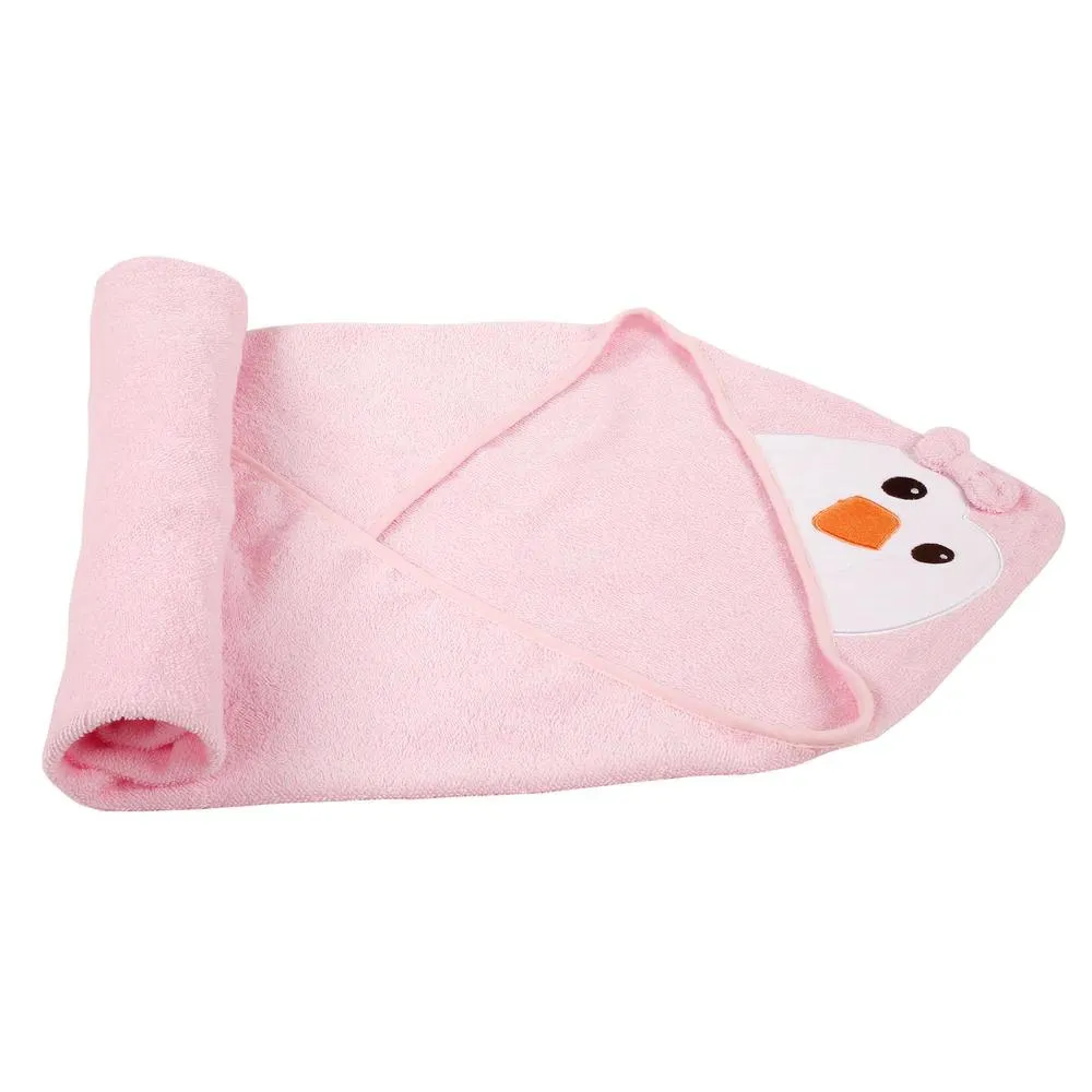 Pink Chik  Cotton Hooded Baby Bath  with Baby Loofah