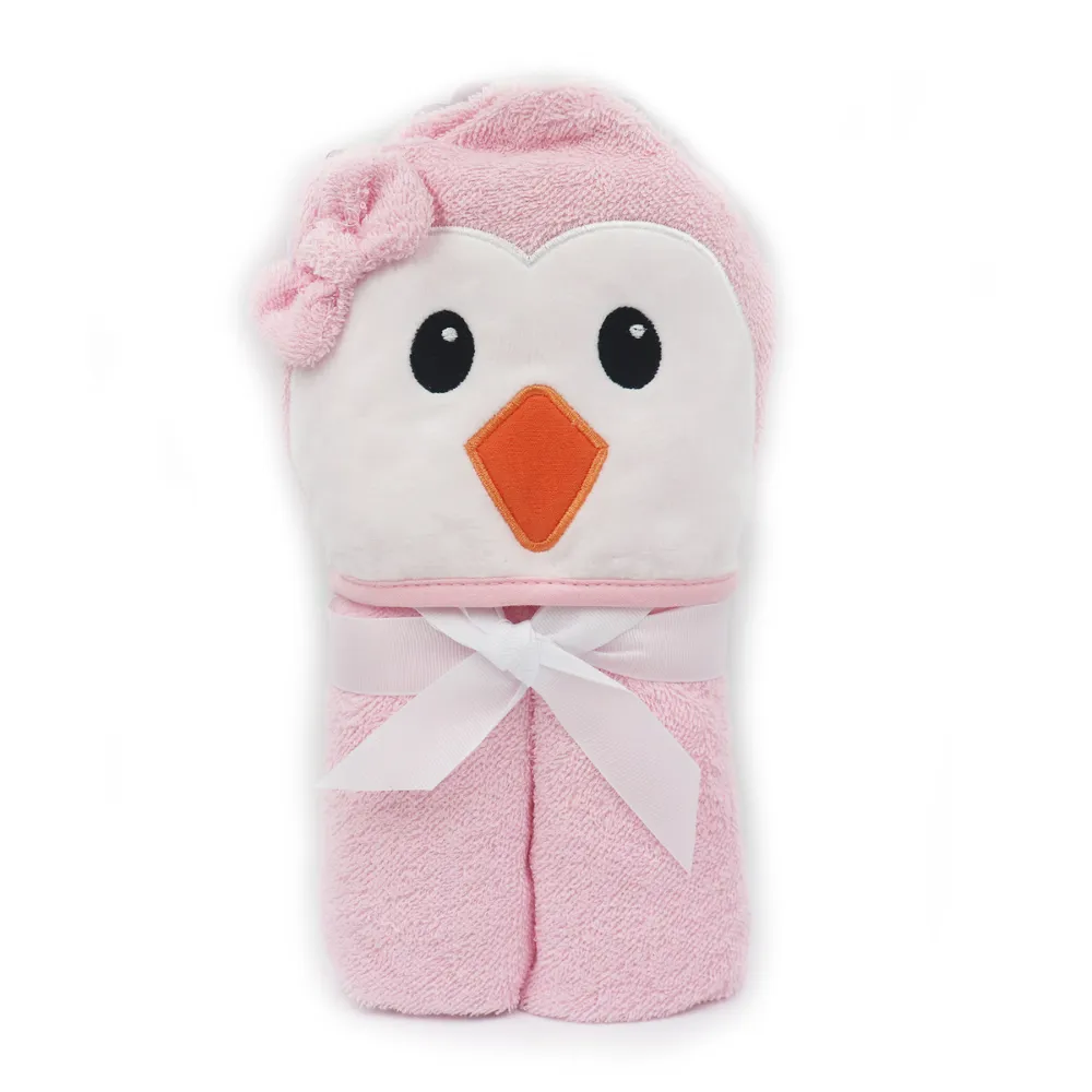 Pink Chik  Cotton Hooded Baby Bath  with Baby Loofah