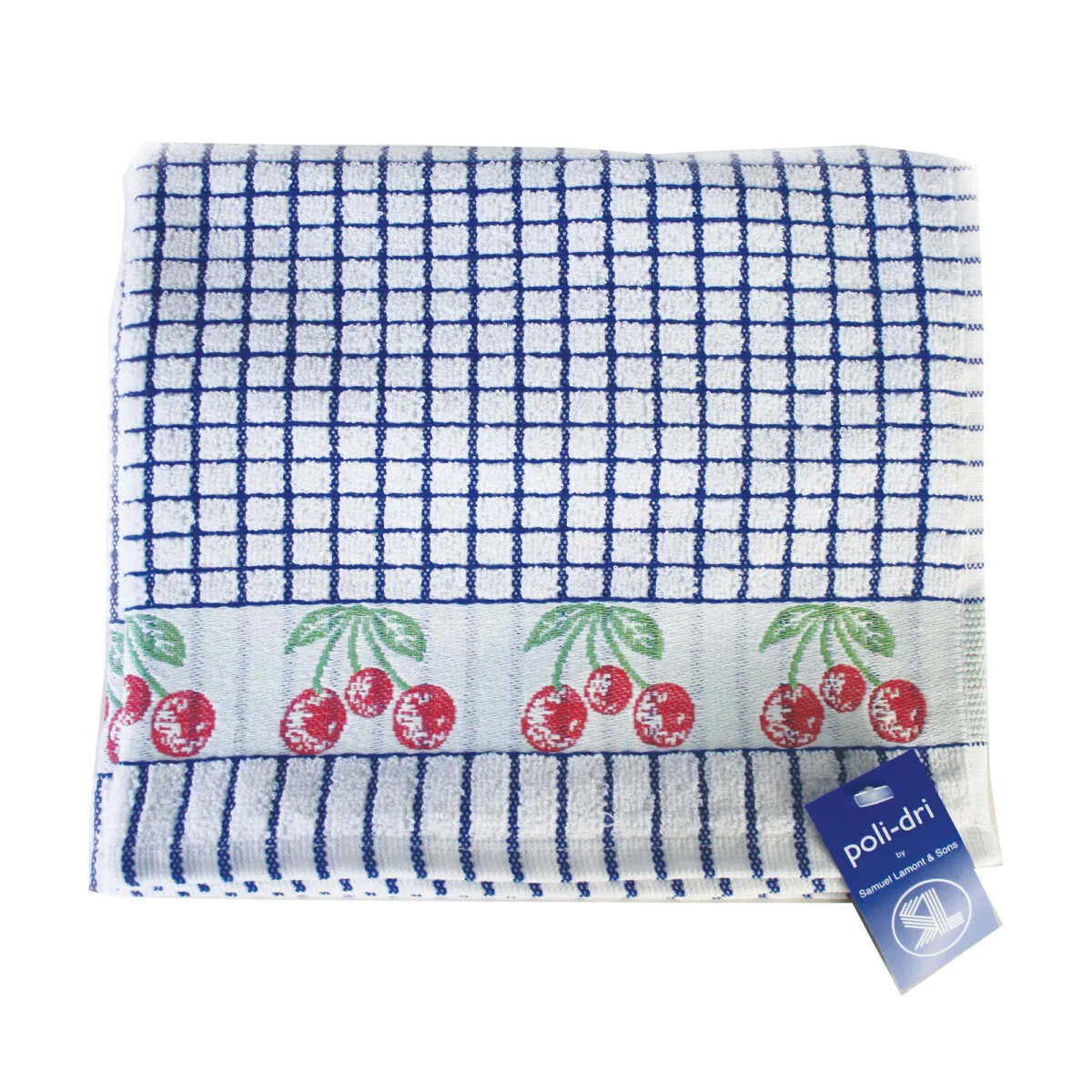 Poli-Dri Blue Cherries Cotton Jacquard Tea Towel