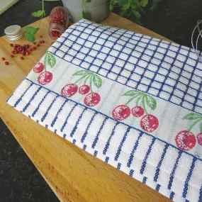 Poli-Dri Blue Cherries Cotton Jacquard Tea Towel