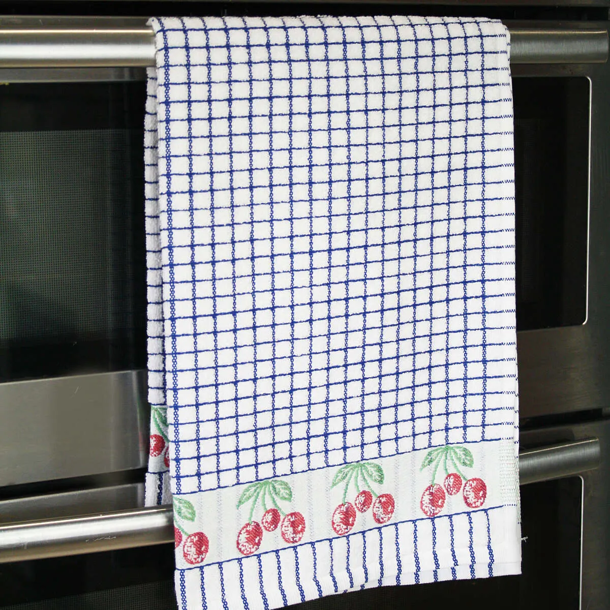 Poli-Dri Blue Cherries Cotton Jacquard Tea Towel