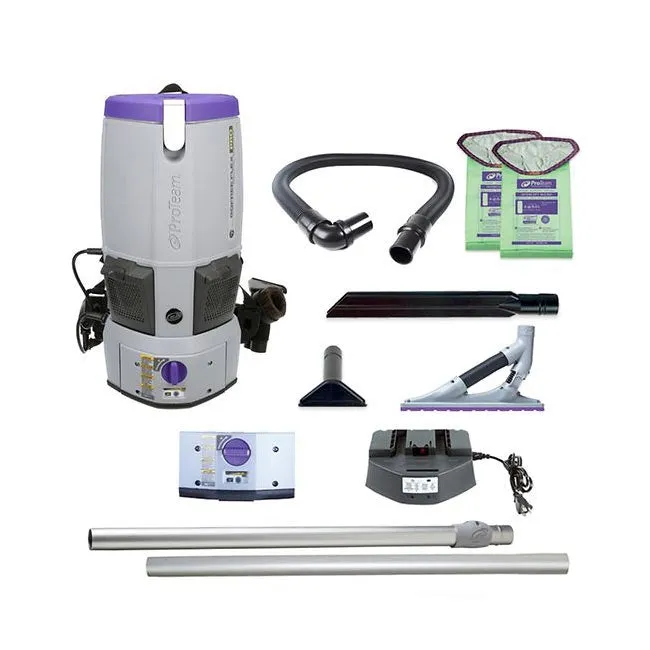 ProTeam® #107642 12 Amp GoFree® Flex Pro II Battery Powered Back Vacuum w/ ProBlade™ Carpet Tool Kit (New)