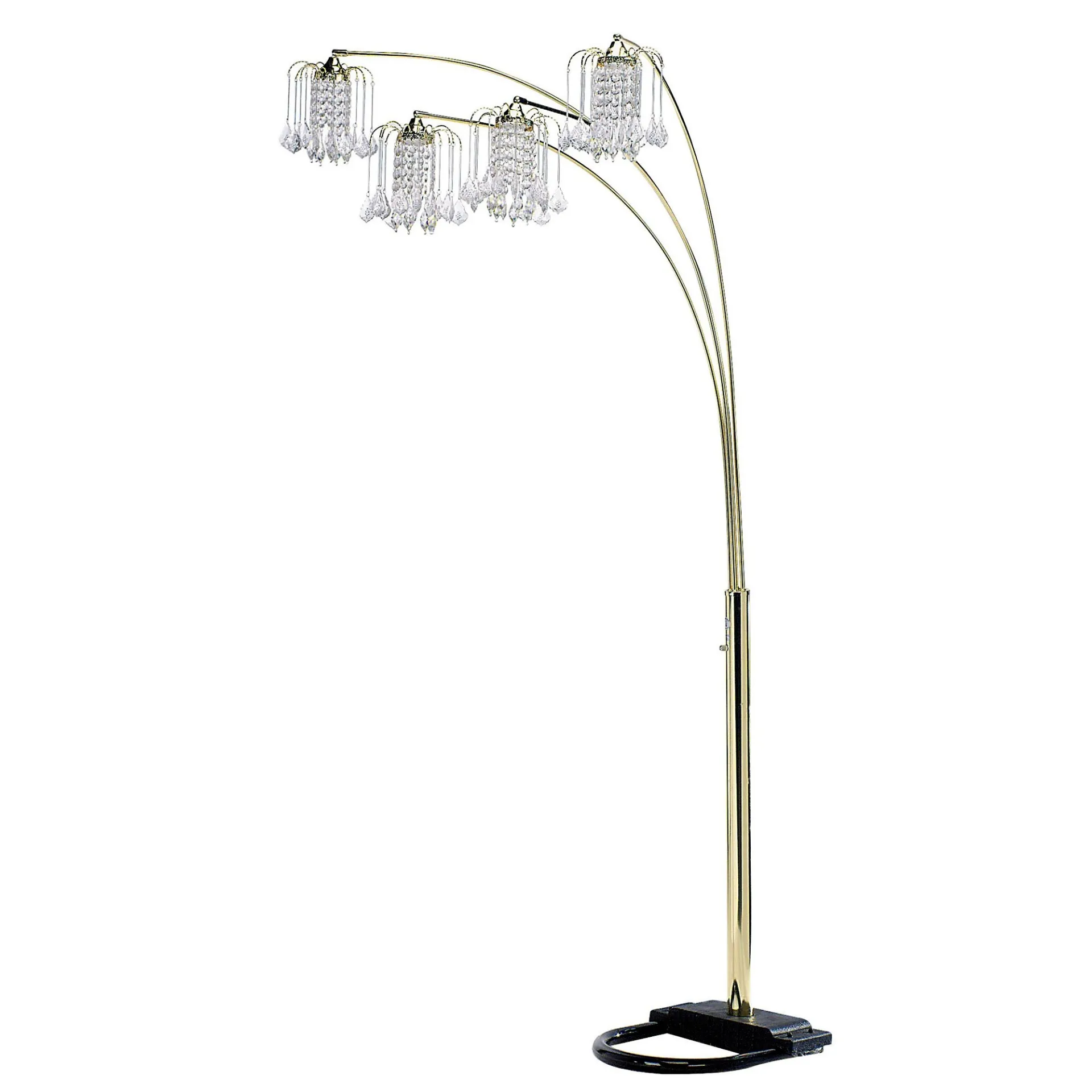 "84"" Gold Four Lights Tree Floor Lamp With Clear Chandelier Shade"