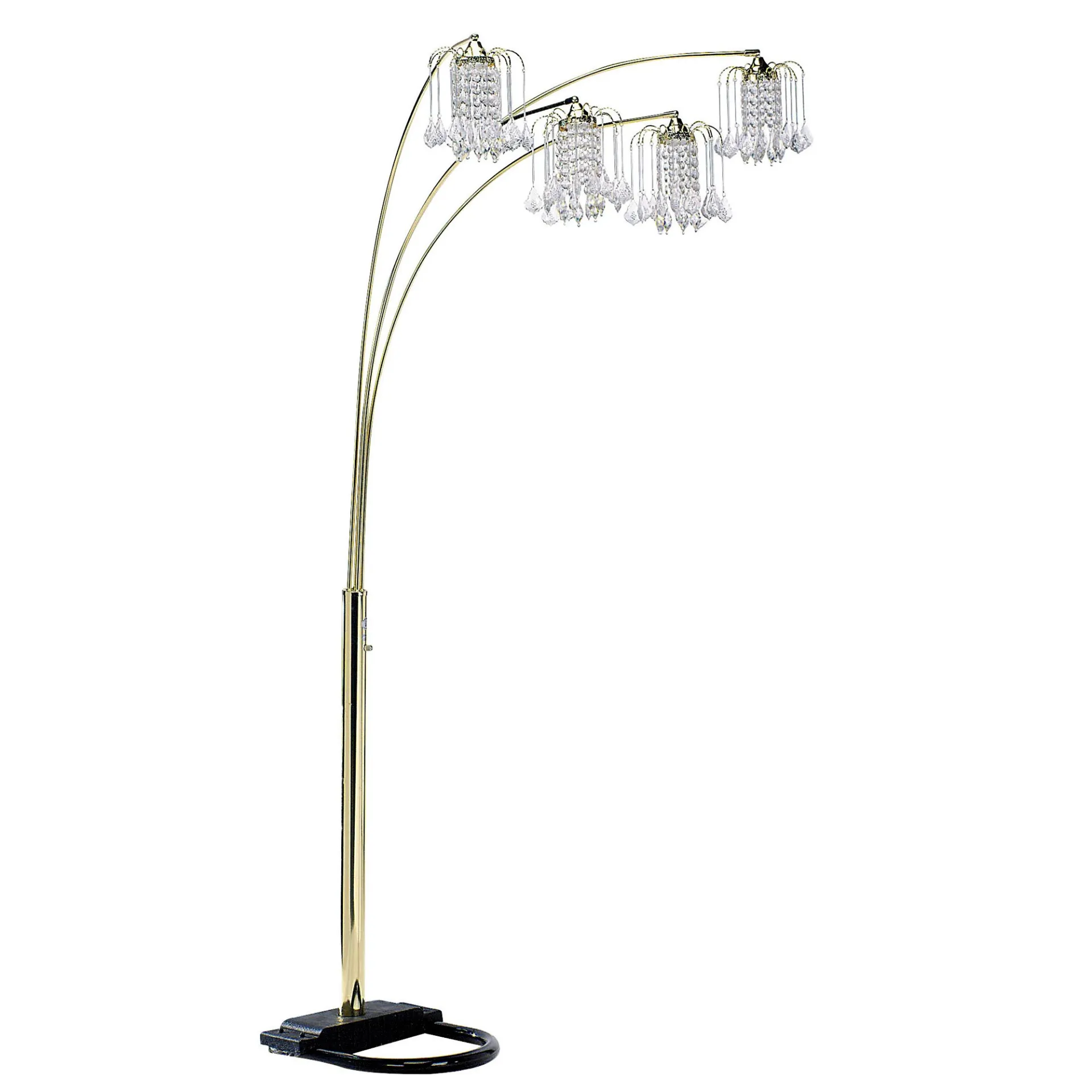 "84"" Gold Four Lights Tree Floor Lamp With Clear Chandelier Shade"