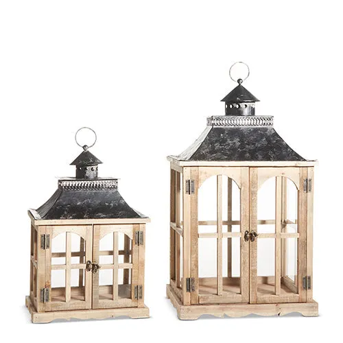 Raz Imports 2023 Holiday House 23.5" Arched Double Door Lanterns, Set of 2