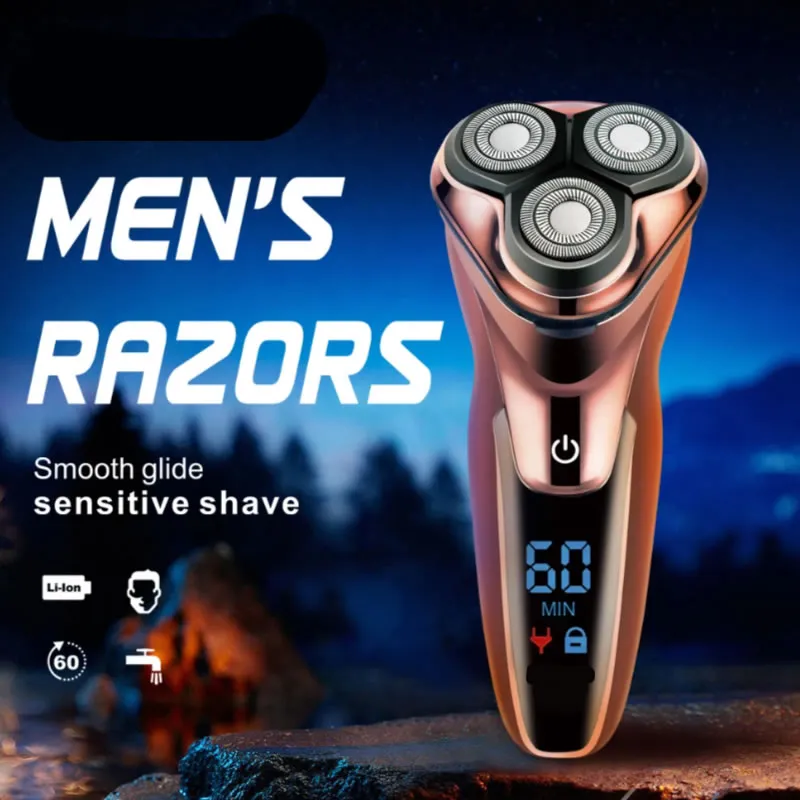 Rechargeable Double-Ring Three-Head Electric Wet And Dry Shaver En-9308