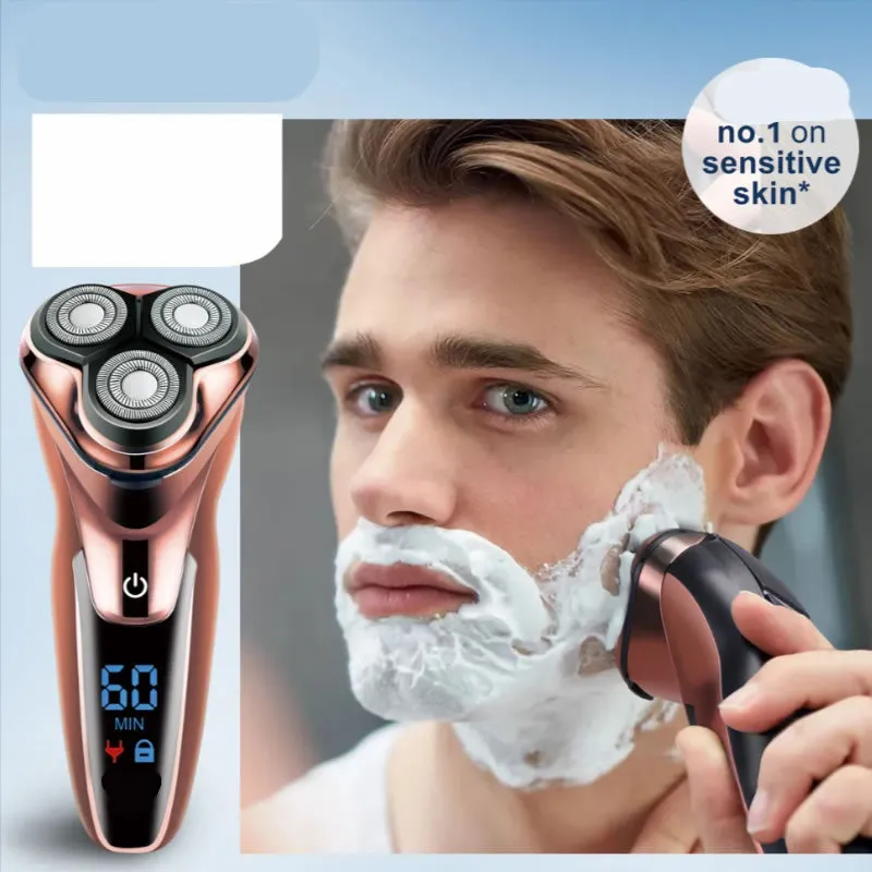 Rechargeable Double-Ring Three-Head Electric Wet And Dry Shaver En-9308