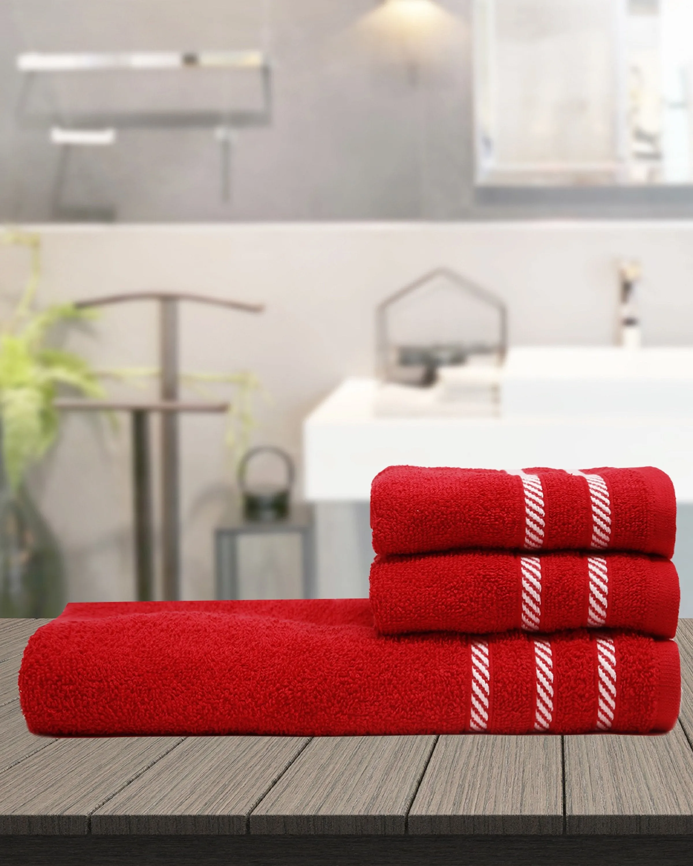 REESE BATH TOWELS- 3PCS- ANGIE'S INDIA