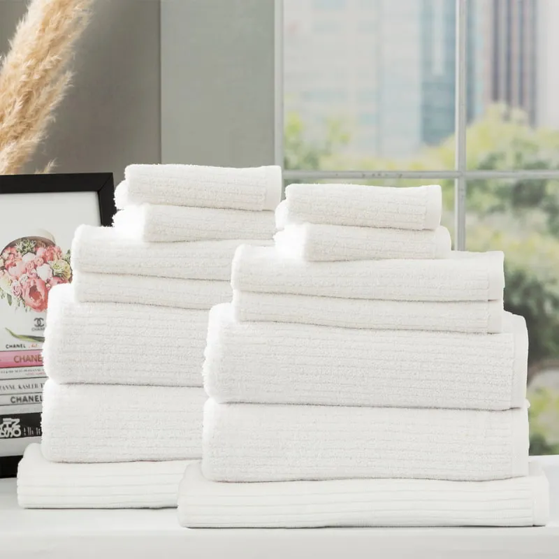 Renee Taylor Cobblestone 14 Piece White Towel Pack